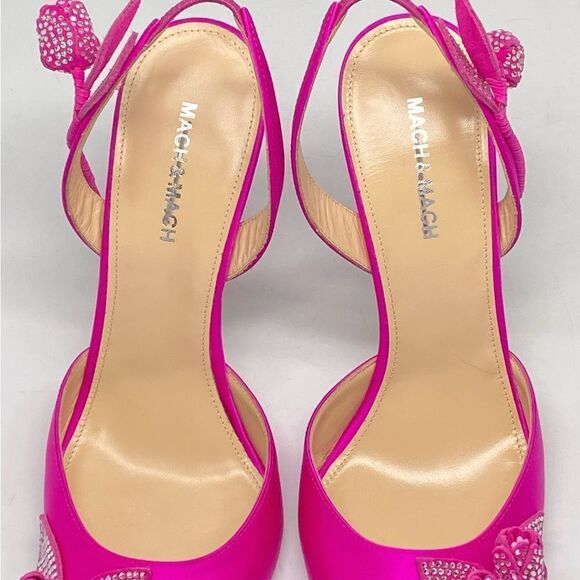 Mach & Mach Wonder Tulip 95MM Silk & Crystal Slingback Pumps size 40.5 - Picture 7 of 15